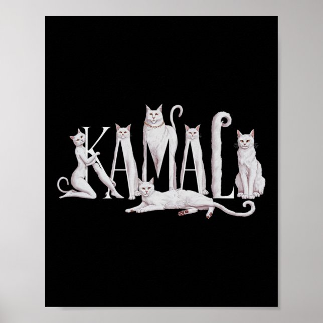Poster Cat Lettering Art - Kamala Harris 2024 (Frente)