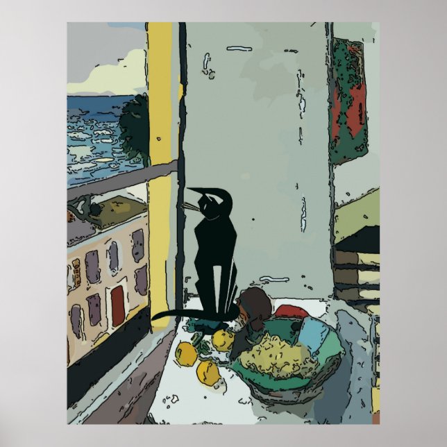 Poster Cat Loing from Window (Frente)