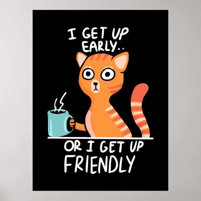 Poster Cat Lover Eu Levanto Cedo (Frente)