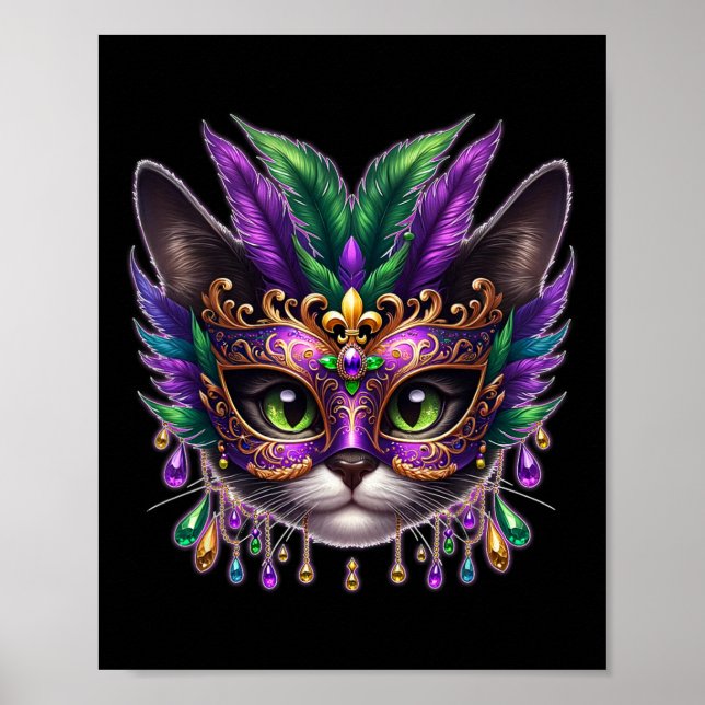 Poster Cat Mask Mardi Gras New Orleans Carnaval (Frente)
