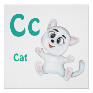 Pôster Cat personalize ABC: Carta C - Adicione seu nome