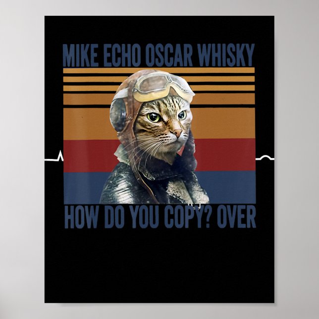 Poster Cat Pilot Mike Echo Oscar Whisky Costume Gift (Frente)