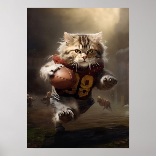 Poster Cat Playing Futebol (Frente)