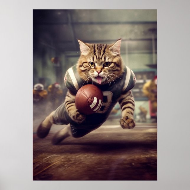 Poster Cat Playing Futebol - Touchdown (Frente)