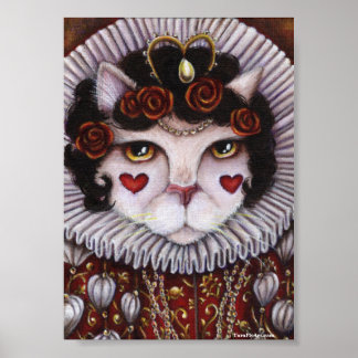 Poster Cat Queen of Hearts Alice Wonderland Royalty Art