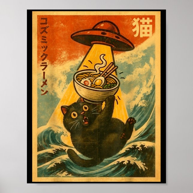 Poster Cat Ramen Funny Japanese Anime Ufo Men Women Teen  (Frente)