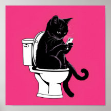 Cat Sentado em um Banheiro
