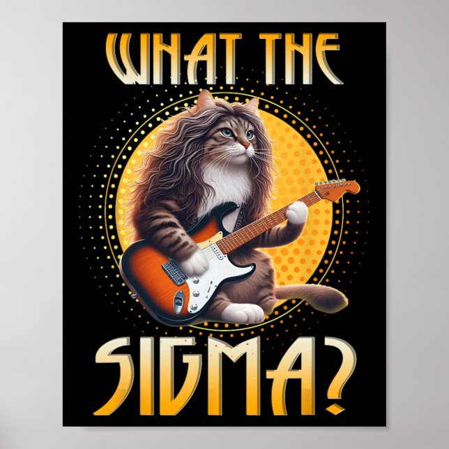 Poster Cat Sigma Camisa Engraçada Sigma Brainrot Meme Riz (Frente)