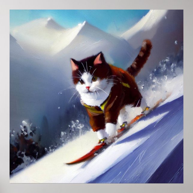 Poster Cat Snowboard (Frente)