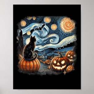Poster Cat Starry Night Van Gogh Cat Para Cat Lover Cat M