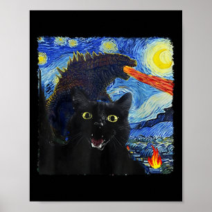 Poster Cat Starry Night Van Gogh Cat Para O Gato De Gato