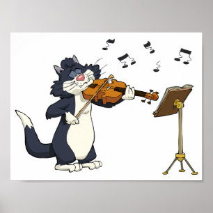 Poster Cat Tocando O Violino