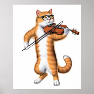 Poster Cat tocando violino