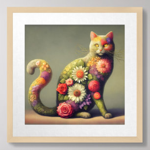 Poster Cat Topiary, Flores em um Gato, Gato Orgânico