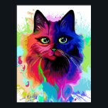 Poster Cat Trippy Psychedelic Pop Art<br><div class="desc">Retrato de Pop de Arte Psicodélica em Tintas Coloridas. Ilustração vetorial originalCopyright BluedarkArt The ChameleonArt.</div>