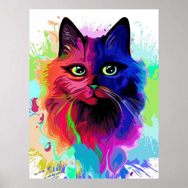 Poster Cat Trippy Psychedelic Pop Art (Frente)