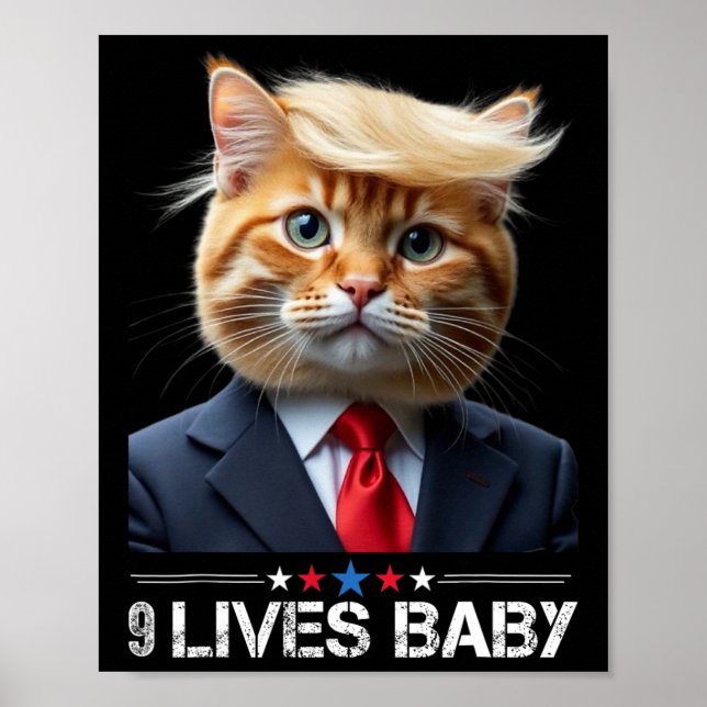 Poster Cat Trump 9 Lives Ba1Memória Trump (Frente)