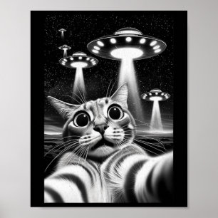 Poster Cat Ufo Engraçado Memória Invasão Retroativa Cat U