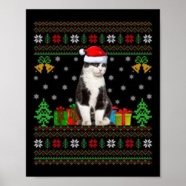 Poster Cat Ugly Xmas Decorations Santa Cat Christmas (Frente)