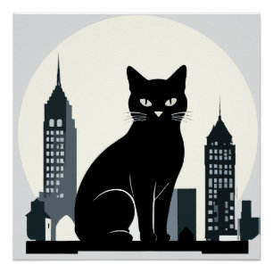 Pôster Cat Vetor Art Animal Modern Urban Graphic City