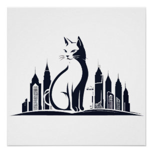 Pôster Cat Vetor Art Animal Modern Urban Graphic City