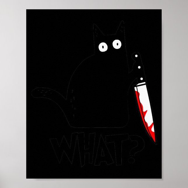 Poster Cat What_ Funny Black Cat Murderous Cat With Knife (Frente)