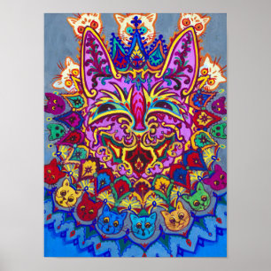 Poster Cat with Cat Necklace by Louis Wain