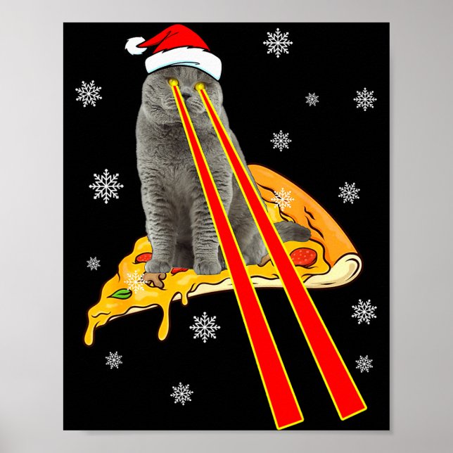 Poster Cat With Laser Eyes Funny Zza Cat Christmas  (Frente)