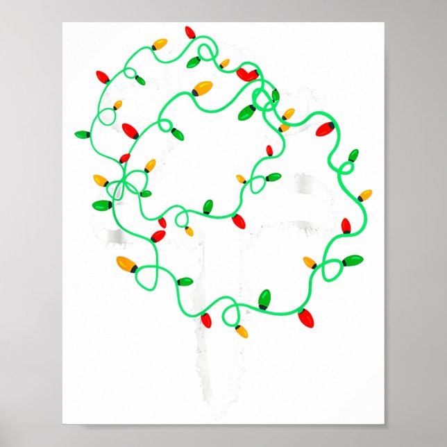 Poster Cat Wrapped In Christmas Lights Meowy Cats Women M (Frente)
