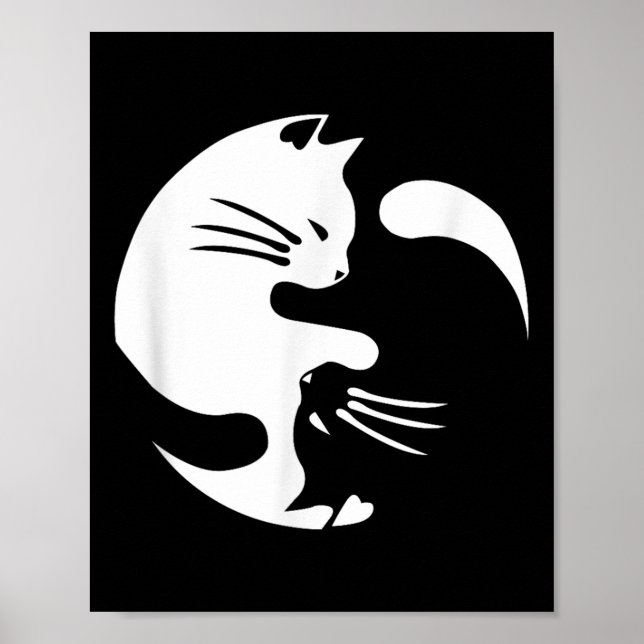 Poster Cat Yin Yang Peace Loving Interconnected Gift Idea (Frente)