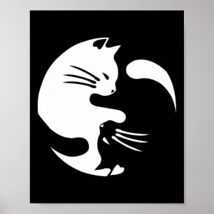 Poster Cat Yin Yang Peace Loving Interconnected Gift Idea