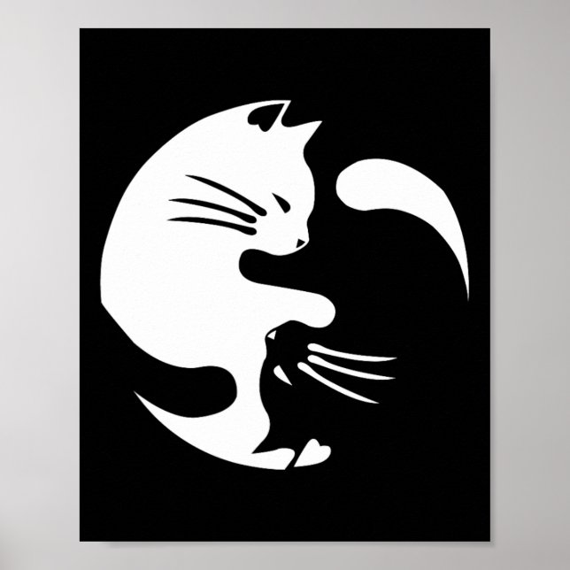 Poster Cat Yin Yang Peace Loving Interconnected Gift Idea (Frente)