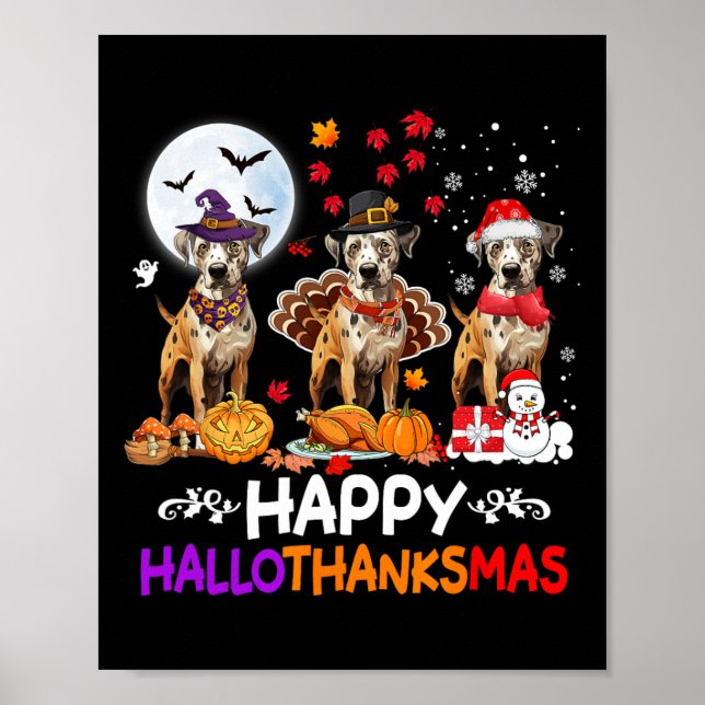 Poster Catahoula Leopard Cachorro de Natal Hallothankmas  (Frente)