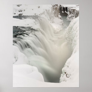 Pôster Catarata Godafoss, inverno, Islândia