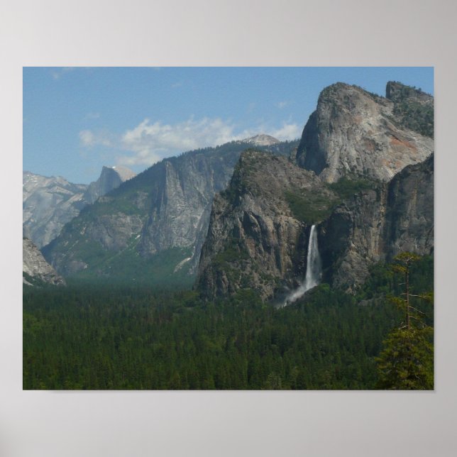 Pôster Cataratas Bridalveil e Half Dome em Yosemite (Frente)
