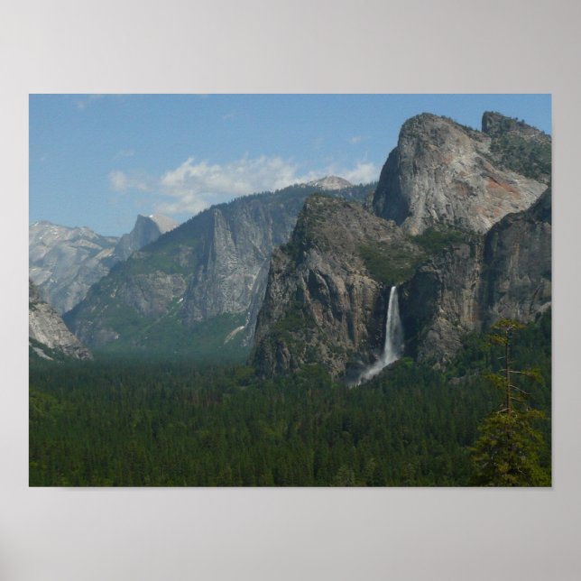 Pôster Cataratas Bridalveil e Half Dome em Yosemite (Frente)