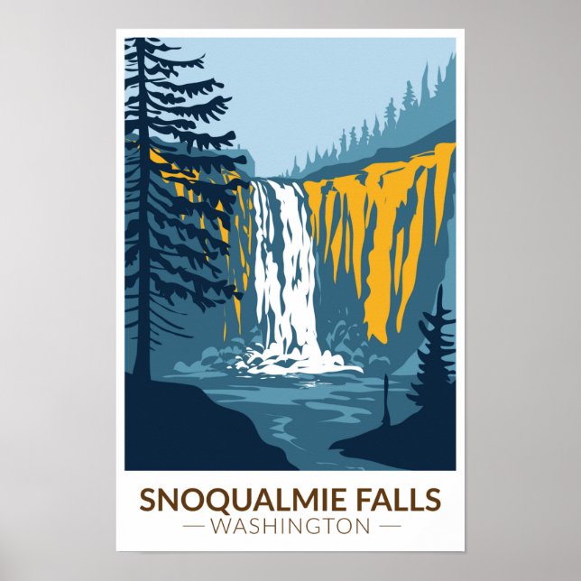 Poster Cataratas de Snoqualmie Washington Vintage (Frente)