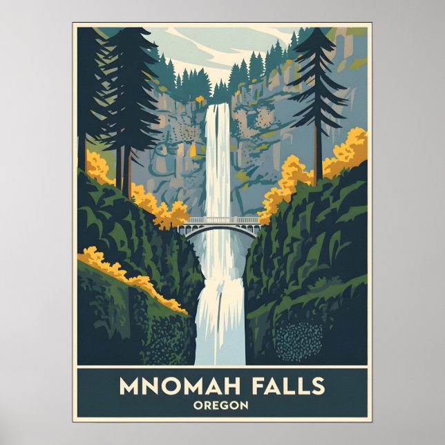 Poster Cataratas Multnomah Oregon (Frente)