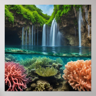 Poster Cataratas tropicais coloridas