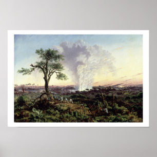 Pôster Cataratas Vitória no nascer do sol, com "o fumo",