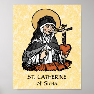Poster Catarina de Siena com Coração Crucifixo