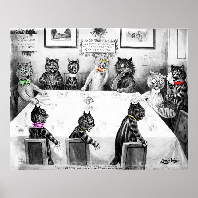 Poster Catástrofe de Natal em Gatos por Louis Wain (Frente)