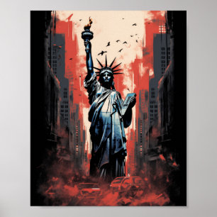 Poster Catástrofe em torno da estátua da liberdade