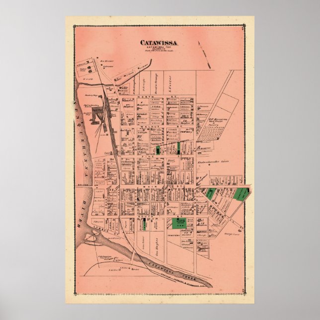 Pôster Catawissa 1876 Beers Atlas (Frente)