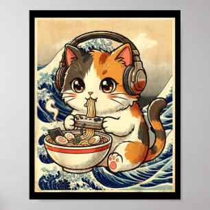 Poster Cate Ramen Animes Gamer Arte Japonesa Retro Vintag