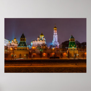 Poster Catedrais do Kremlin de Moscou à noite