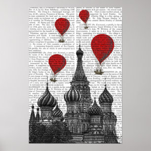 Poster Catedral da Rua Basil e Balões de Ar Quente Verme