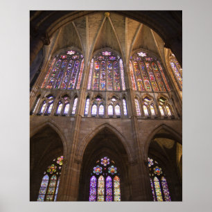 Pôster Catedral de Leão, janelas de vitral interior