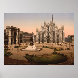 Pôster Catedral de Milão e praça, Lombardy, Italia