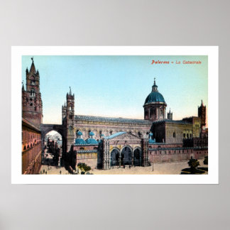 Poster Catedral de Palermo Sicília, na década de 1890